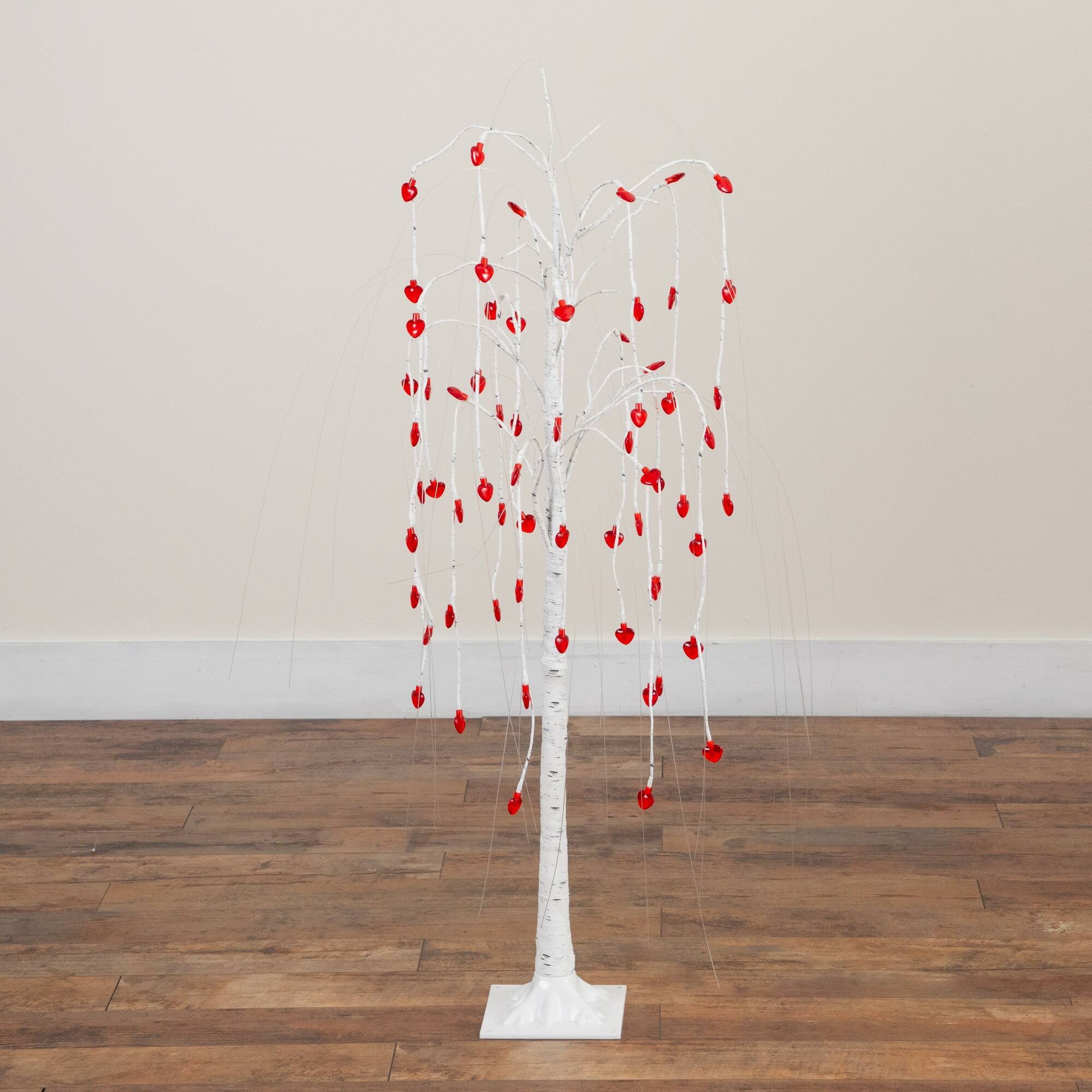 4ft. Pre-Lit Artificial Valentine's Day Willow Tree with 48 Heart Shaped LED Lights